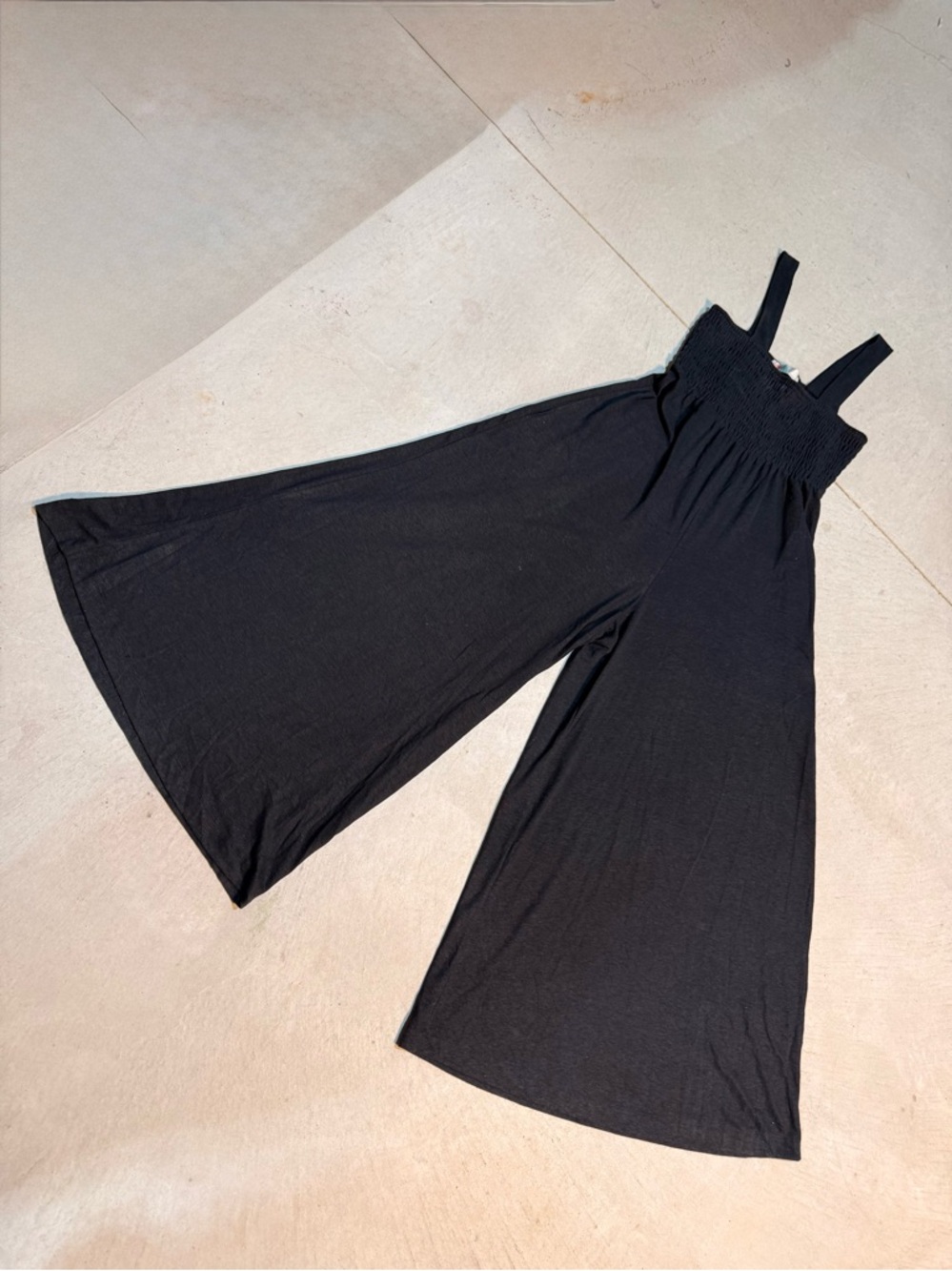 Free People Beach Women's Black Overall Jumper Wide Leg Medium M TEP 154